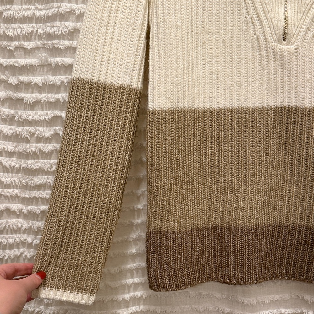 Talbots Colorblock Zip-Up Sweater - Picture 4 of 5
